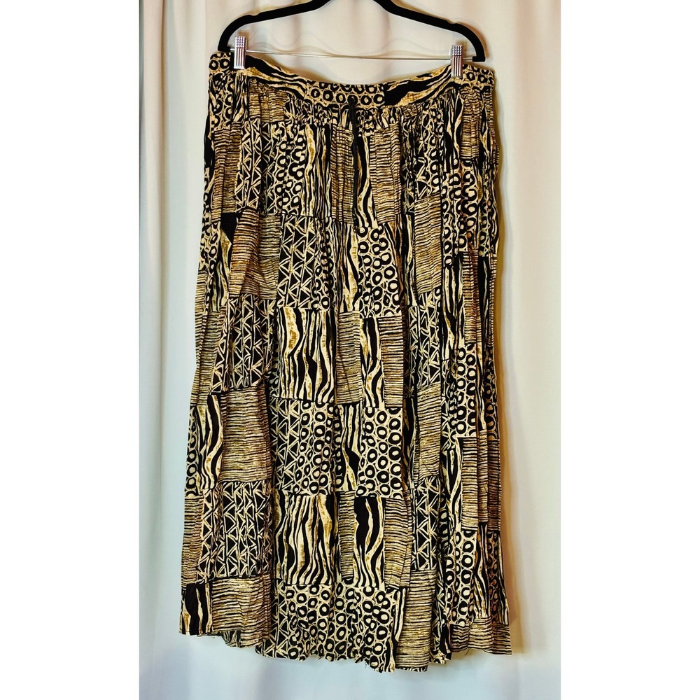 Vintage Huntington Ridge Large Maxi Skirt Geometric Tribal Print Cotton Abstract